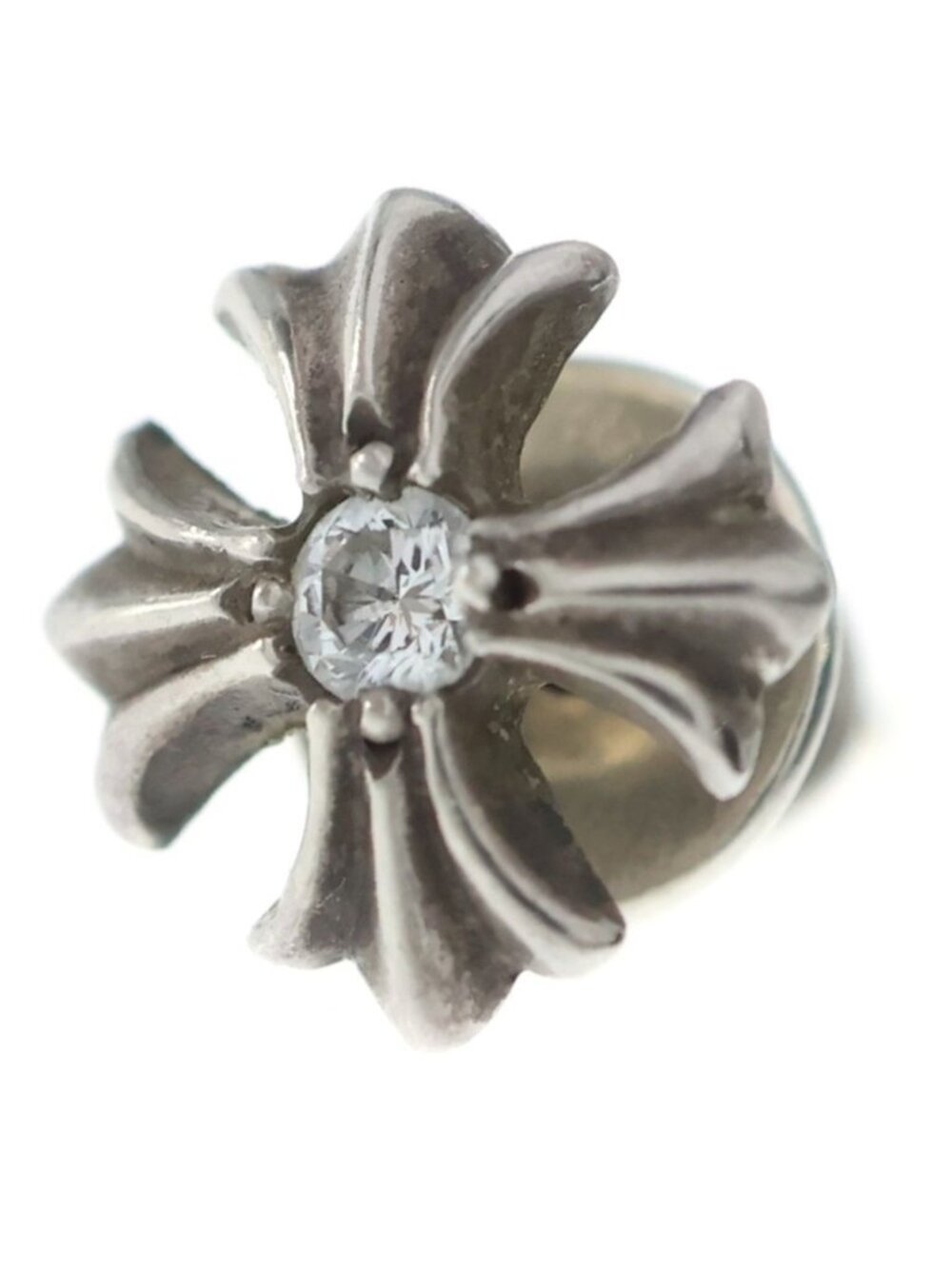 Chrome Hearts CH Plus Dia CH Stud Earrings Silver